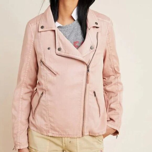 Anthropologie Marrakech Moto Spring Jacket Womens XS Pink Tencel Lightweight - Picture 1 of 5